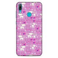 Lopard Huawei Y7 Prime 2019 Uyumlu Kılıf Kediler (4) Koruma Kılıfı Pink Cat
