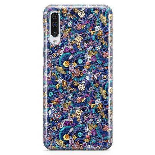 Samsung Galaxy A70 Kılıf Space Doodle Arka Kapak Koruma Desenli Full Koruyucu