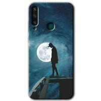 MRCİLETİSİM Huawei Y6P Kılıf HD Desen Baskılı Arka Kapak + Temperli Cam - Dolunay Yalnızlık