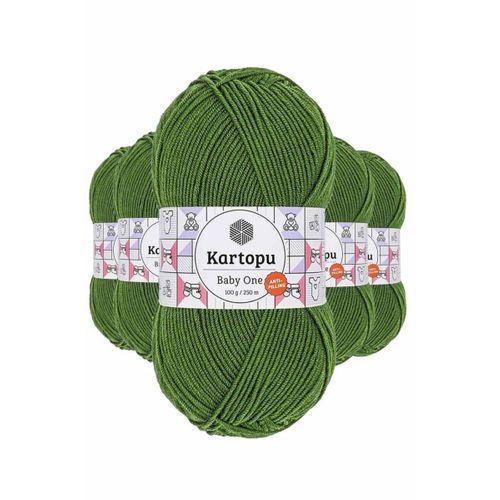 5 Adet Baby One Tüylenmeyen El Örgü İpi Yünü Yeşil K1391
