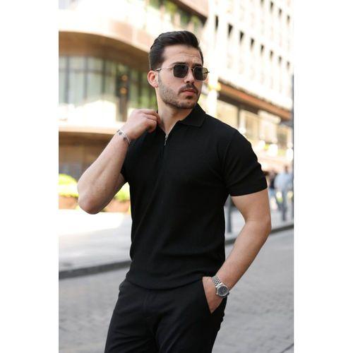 Erkek Fermuarlı Yakalı Kısa Kollu Tshirt