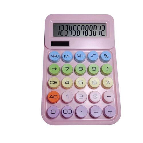 GAOSIIO PEMBE 12 HANE RENKLİ YUVARLAK TUŞ TAKIMI HESAP MAKİNESİ