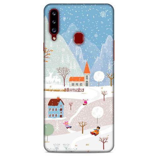 Samsung Galaxy A20s Kılıf Snowix (40) Fit Silikon Kılıf Beyaz Mavi