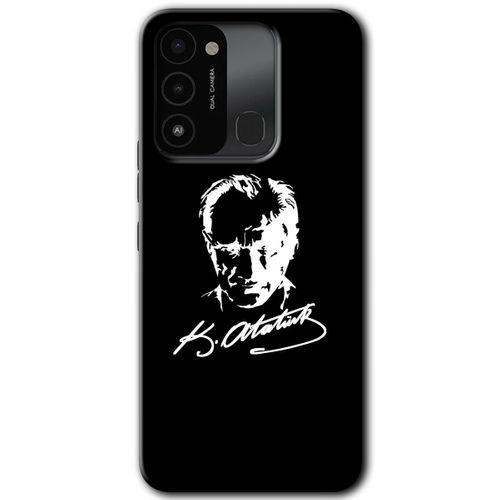 Tecno Spark 8C Kılıf HD Desen Baskılı Arka Kapak - Atatürk Silüet İmza