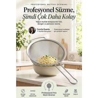 Endüstriyel Profesyonel Şef Tipi İnce Gözenekli Tel Süzgeç Kevgir 18/10 304 Paslanmaz Çelik 20 cm 23684