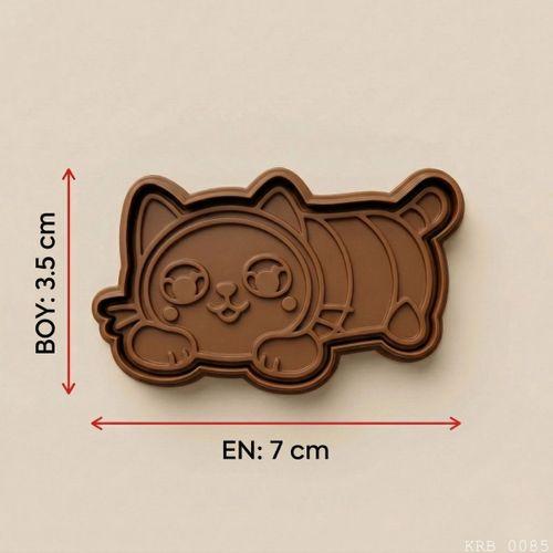 3Lü Yatan Sevimli Kedi Hamur Şekillendirici Kurabiye Kalıbı Oyun Hamuru Kalıbı 7 cm