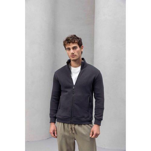 Marcel Regular Fit Fermuarlı Kıstırma Cepli Üç İp Şardonlu Erkek Sweatshirt - Füme