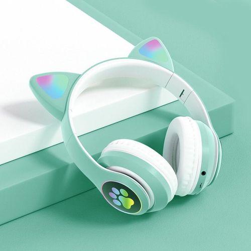 Pazariz Kart Girişli Fm Radyolu Led Işıklı Kablosuz Ve Kablolu Bluetooth Kedi Kulaklık 5.0v