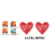 2 Adet Kalpli Sevgi Mesajlı Cep Sobası,El Isıtıcı,Sıcak Su Torbası Pvc  9Cm