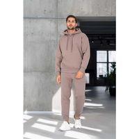 Şardonlu Kanguru Cepli Sweatshirt - 3 İplik Şardonlu Lastik Paça Erkek Eşofman Altı- Eşofman Takımı - Vizon