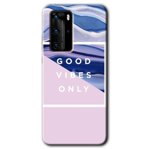 MRCİLETİSİM Huawei P40 Pro Kılıf HD Desen Baskılı Arka Kapak + Temperli Cam - Good Vibes