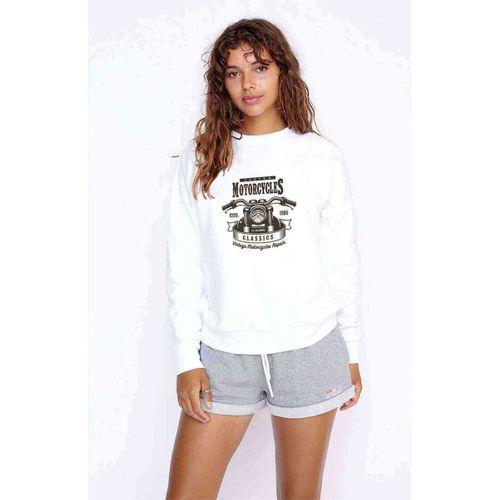 American Moto Costum Classics Baskılı Beyaz Kadın Sweatshirt