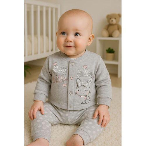 Stay Little Puan Desenli 3'lü Hırkalı Kız Bebek Takım