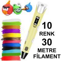 SARI 3D Kalem Yazıcı+10 renk 30 metre (10x3metre) PLA Filament