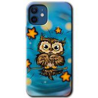 iPhone 12 HD Baskılı Kılıf + 9D Tam Ekran Koruyucu - Owl Bird Stars