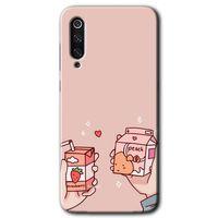 MRCİLETİSİM Xiaomi Mi 9 Kılıf HD Desen Baskılı Arka Kapak+Temperli Cam - Meyveli Süt