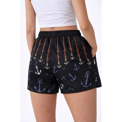 Deniz Şortu Fermuarlı Cepli File Astarlı Hızlı Kuruyan Premium - Siyah