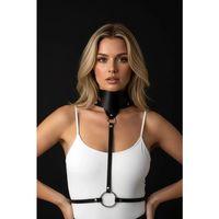 Siyah Kadın Kemer Metal Halka Detaylı Vücut Aksesuarı - Brf18