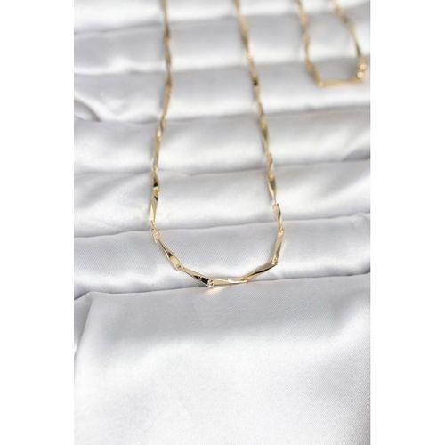 CM 14K Gold Renk Kesme Çubuk Zincirli Model 60 cm Kadın Kolye