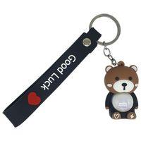 Figürlü ve Işıklı Silikon Anahtarlık - Ayıcık - Siyah