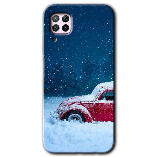 MRCİLETİSİM Huawei P40 Lite Kılıf HD Desen Baskılı Arka Kapak + Temperli Cam - Karlı Vosvos