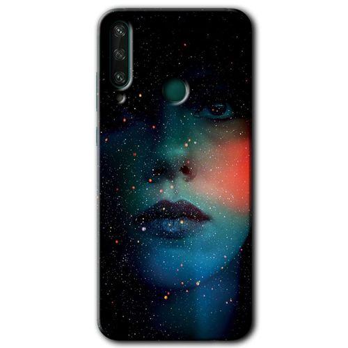 MRCİLETİSİM Huawei Y6P Kılıf HD Desen Baskılı Arka Kapak + Temperli Cam - Karanlık Kadın