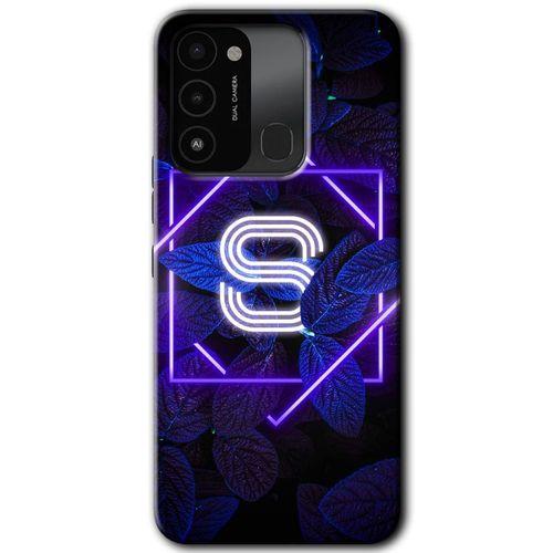 Tecno Spark 8C Kılıf HD Desen Baskılı Arka Kapak - Dark Neon Yaprak S Harfi