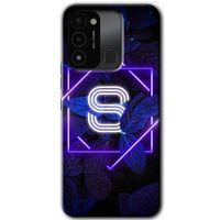 Tecno Spark 8C Kılıf HD Desen Baskılı Arka Kapak - Dark Neon Yaprak S Harfi