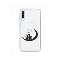 Kedicikler Tasarımlı Samsung A70 Şeffaf Telefon Kılıfı