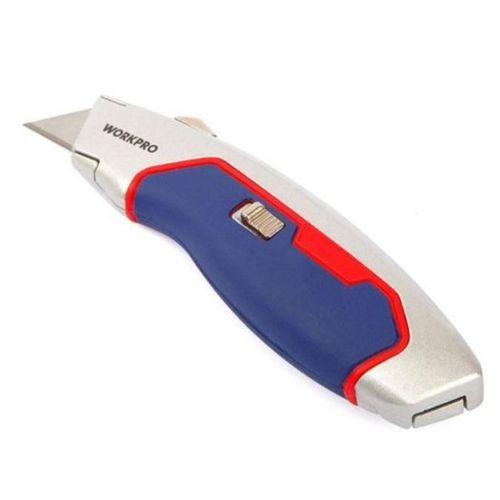 WORKPRO WP213011 Ağır Hizmet Alüminyum Gövde Geri Çekilebilir Rötuş Maket Bıçağı + 3 Adet Yedek Bıçak