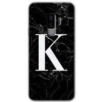 Galaxy S9 Plus Kılıf HD Desen Baskılı Arka Kapak - Siyah Mermer Desenli K Harfi