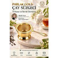 Damlalıklı GOLD Çay Süzgeci Süzgeç Seti Gümüş 18/10 304 Paslanmaz Çelik 723757