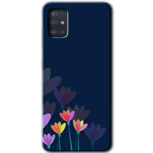 MRCİLETİSİM Samsung Galaxy A51 Kılıf Baskılı Kapak - Çizim Çiçekleri + 5D Tam Kaplayan Cam