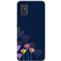 MRCİLETİSİM Samsung Galaxy A51 Kılıf Baskılı Kapak - Çizim Çiçekleri + 5D Tam Kaplayan Cam