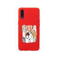 Samsung A50 Woman With Flowers Premium Silikonlu Kırmızı Telefon Kılıfı