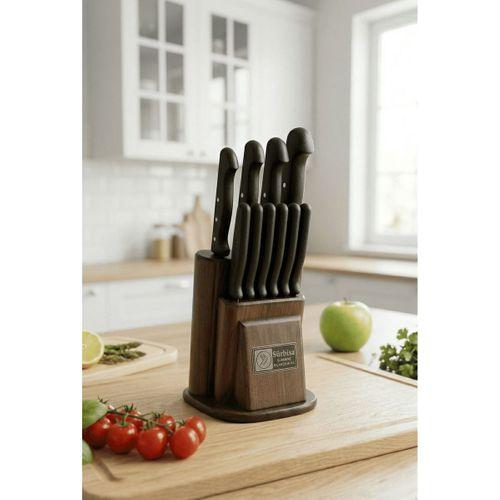 Sürmene Mutfak Bıçak Seti Doğal Ahşap 11 Parça Standlı Çeyiz Günlük Keskin Bıçak Seti Sürbisa 61500