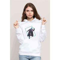 Yondu Star L Baskılı Beyaz Kadın Kapşonlu Sweatshirt