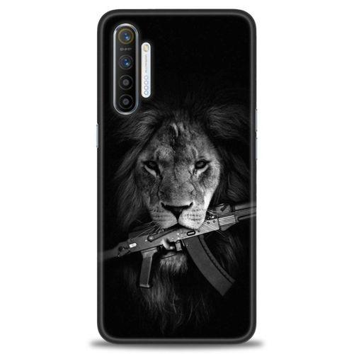 Realme XT Kılıf HD Baskılı Kılıf - Tüfek ve Aslan + Tam Ekran Koruyucu