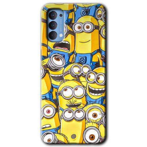 OPPO Oppo Reno 4 Kılıf HD Desen Baskılı Arka Kapak + Temperli Cam - Minion Ordusu