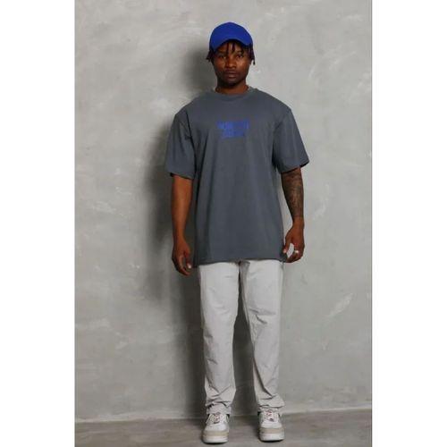 Erkek Baskılı T-Shirt Kısa Kol Bisiklet Yaka Regular Fit Rahat Kalıp Günlük Tişört - Füme