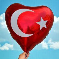 TÜRK BAYRAKLI BALON YÜKSEK KALİTE 70CM 7 ADET KIRMIZI KALPLİ TÜRK BAYRAKLI FOLYO BALON METALİK BALON