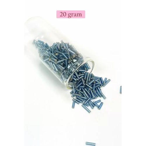 Uzun Boru Kesme Boncuk Çap 2mm Uzunluk 10 mm - 20 Gram - Camgöbeği Mavi - BNC228