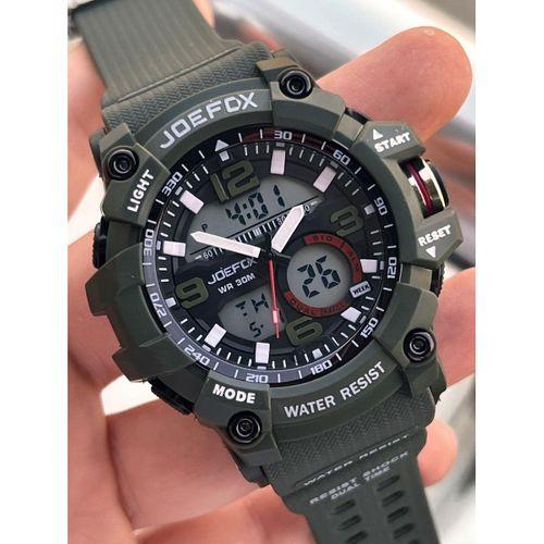 Joefox Digital Ve Analog 2 Yıl Garantili Kronmetre+Takvim+Alarm+Aydınlatma Erkek Kol Saati JOE.BK01