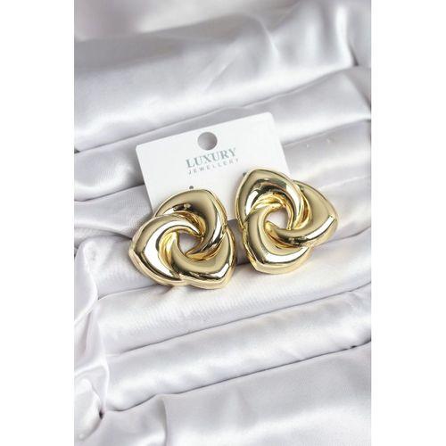 Pirinç Gold Renk Geometrik Vintage Kadın Küpe