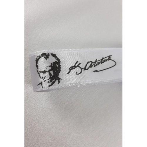 Beyaz K.Atatürk Baskılı Saten Kurdele