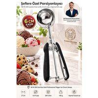 6 Cm Yuvalı Mekanizmalı Dondurma Kaşığı 304 Paslanmaz Çelik Profesyonel Helva Kurabiye Porsiyonlayıcı 723665