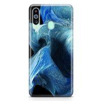 Samsung Galaxy A60 Kılıf Mavi Kumlar Arka Kapak Koruma Desenli Full Koruyucu