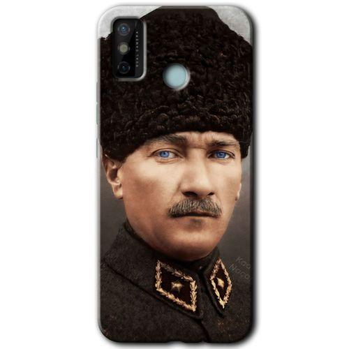Tecno Spark 6 Go HD Baskılı Kılıf + 9D Tam Ekran Koruyucu - Başkomutan Atatürk