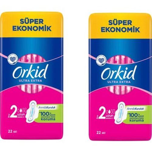 Orkid Ultra Extra Uzun 2 Boy Süper Ekonomik 22 Lü Ped 2 Li Set 44 ADET