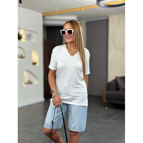 Kadın Kısa Kollu V Yaka Bluz